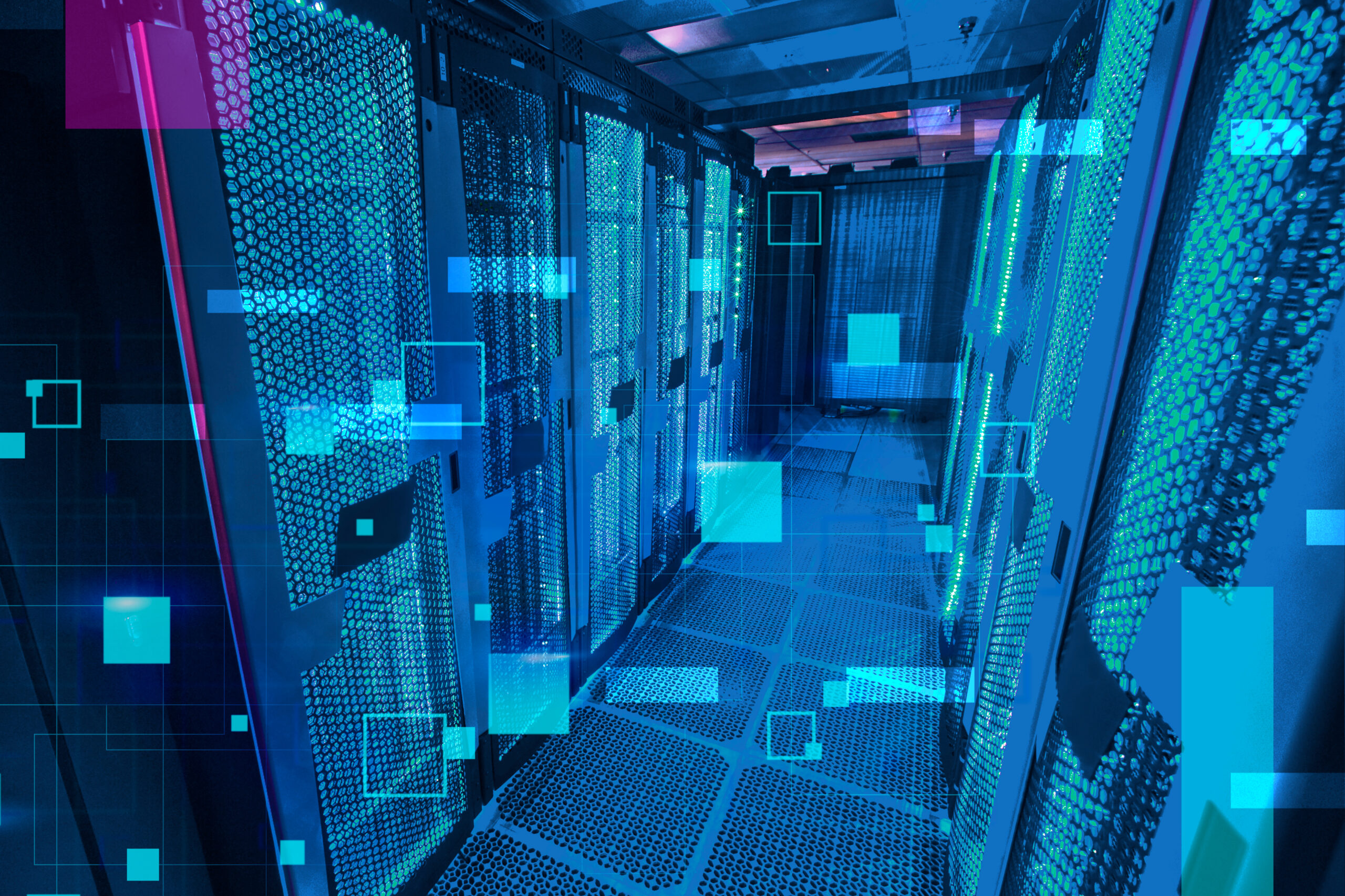 A room with many wires and boxes in it